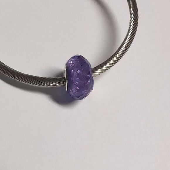 Purple Sparkly Charm for Pandora Style Bracelet - Picture 1 of 4